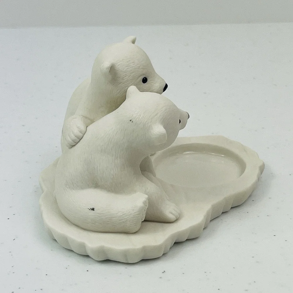 PartyLite Polar Bear Babies Cubs Tealight Holder P90348 Winter White Christmas - Picture 4 of 9